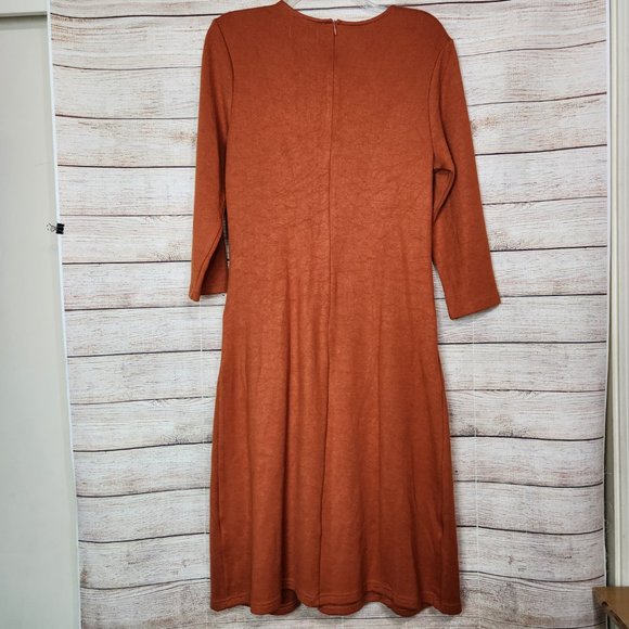 NWT Roolee Women's Burnt Orange Pockets Maxi Zipper Back Stretchy Dress Size M - Picture 12 of 16